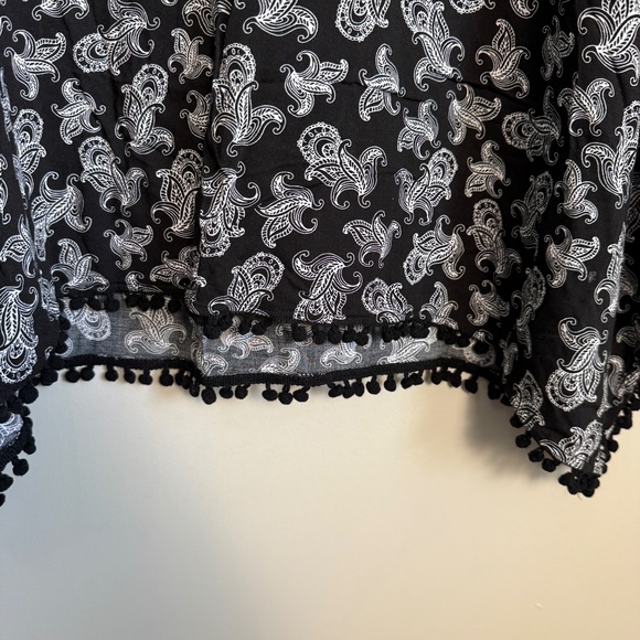 Bikini Village Women's Aztec Floral Beach Cover Up Top Black Large Vacation Pool - Picture 5 of 12